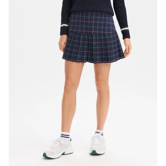 Renwick RNWK Skort Navy Blue Plaid Pleated Large L Golf Athletic Prep Preppy - Picture 1 of 10